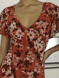 Colette Fit & Flare Mesh Dress, Red Floral -DORIA Clothing Shop 912 5 RedFloral 6