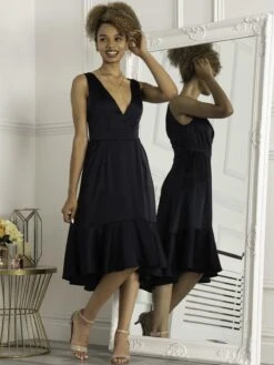 Jolie Moi Annabeth V Neck Flare Dress, Navy 18 Jolie Moi Annabeth V Neck Flare Dress, Navy -DORIA Clothing Shop A172 5 Navy 1