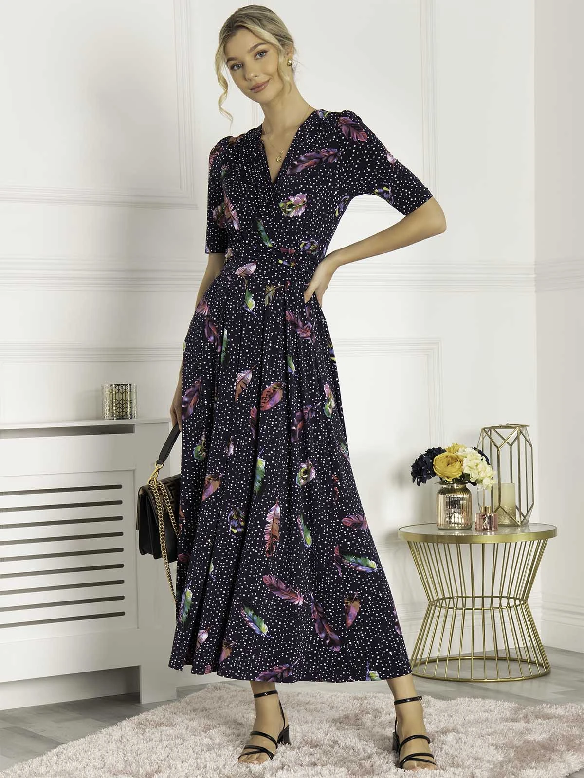 Airis Printed Maxi Dress, Navy Multi 1 Airis Printed Maxi Dress, Navy Multi