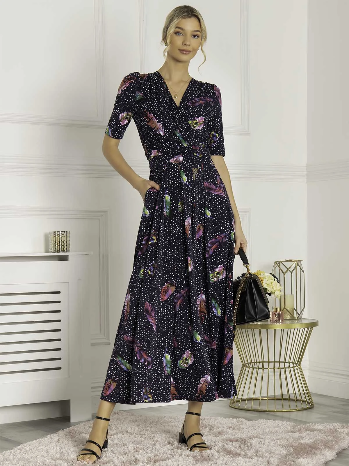 Airis Printed Maxi Dress, Navy Multi 4 Airis Printed Maxi Dress, Navy Multi - Image 4