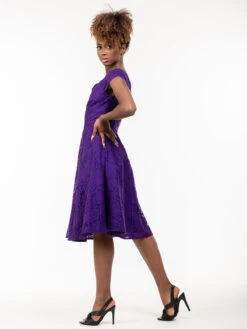 1950s Cap Sleeve Lace Prom Dress, Purple -DORIA Clothing Shop A8002 S6Purple 3 658211c1 f7a8 472d 9f6b 29496ff2f355