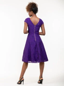 1950s Cap Sleeve Lace Prom Dress, Purple -DORIA Clothing Shop A8002 S6Purple 4 3521d725 4151 4d4c 818b c4e5d600e13d