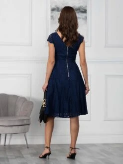 1950s Cap Sleeve Lace Prom Dress, Navy -DORIA Clothing Shop A8002 S6 Navy 4