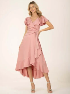 Jolie Moi Alleigh Frill Maxi Dress, Dusty Pink -DORIA Clothing Shop A9270 1 DustyPink 6