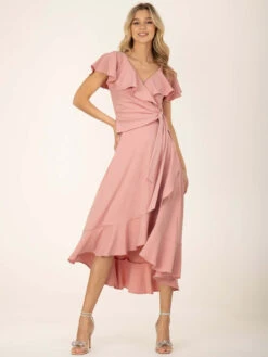 Jolie Moi Alleigh Frill Maxi Dress, Dusty Pink -DORIA Clothing Shop A9270 1 DustyPink 8