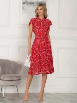 Jolie Moi Luella Floral Print Mesh Dress, Red Floral 13 Jolie Moi Luella Floral Print Mesh Dress, Red Floral -DORIA Clothing Shop AH 2381 RedFloral 2