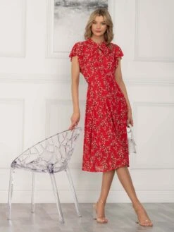 Jolie Moi Luella Floral Print Mesh Dress, Red Floral 16 Jolie Moi Luella Floral Print Mesh Dress, Red Floral -DORIA Clothing Shop AH 2381 RedFloral 6