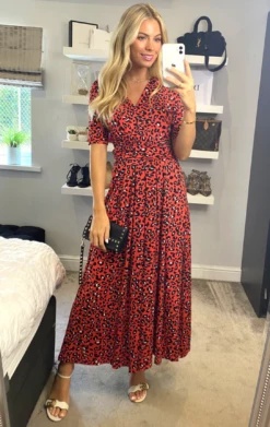 Jolie Moi Selene Printed Maxi Dress, Red 18 Jolie Moi Selene Printed Maxi Dress, Red -DORIA Clothing Shop AM621133Red 1