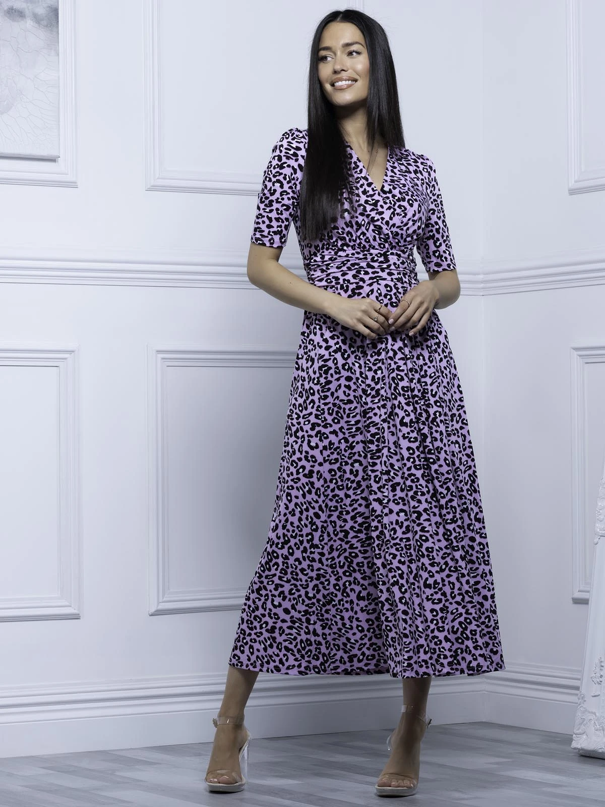 Jolie Moi Selene Printed Maxi Dress, Light Pink 5 Jolie Moi Selene Printed Maxi Dress, Light Pink - Image 5