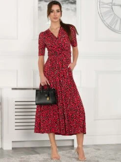 Jolie Moi Selene Printed Maxi Dress, Red 14 Jolie Moi Selene Printed Maxi Dress, Red -DORIA Clothing Shop AM621133 Red 2