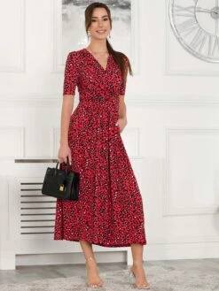 Jolie Moi Selene Printed Maxi Dress, Red 16 Jolie Moi Selene Printed Maxi Dress, Red -DORIA Clothing Shop AM621133 Red 3