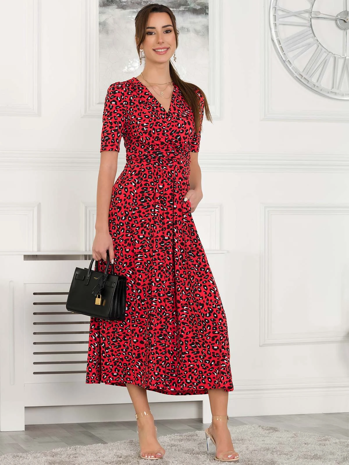 Jolie Moi Selene Printed Maxi Dress, Red 6 Jolie Moi Selene Printed Maxi Dress, Red - Image 6