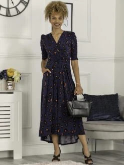 Adria Animal Print Jersey Maxi Dress, Navy Animal 9 Adria Animal Print Jersey Maxi Dress, Navy Animal -DORIA Clothing Shop AN621 27 NavyAnimal 1