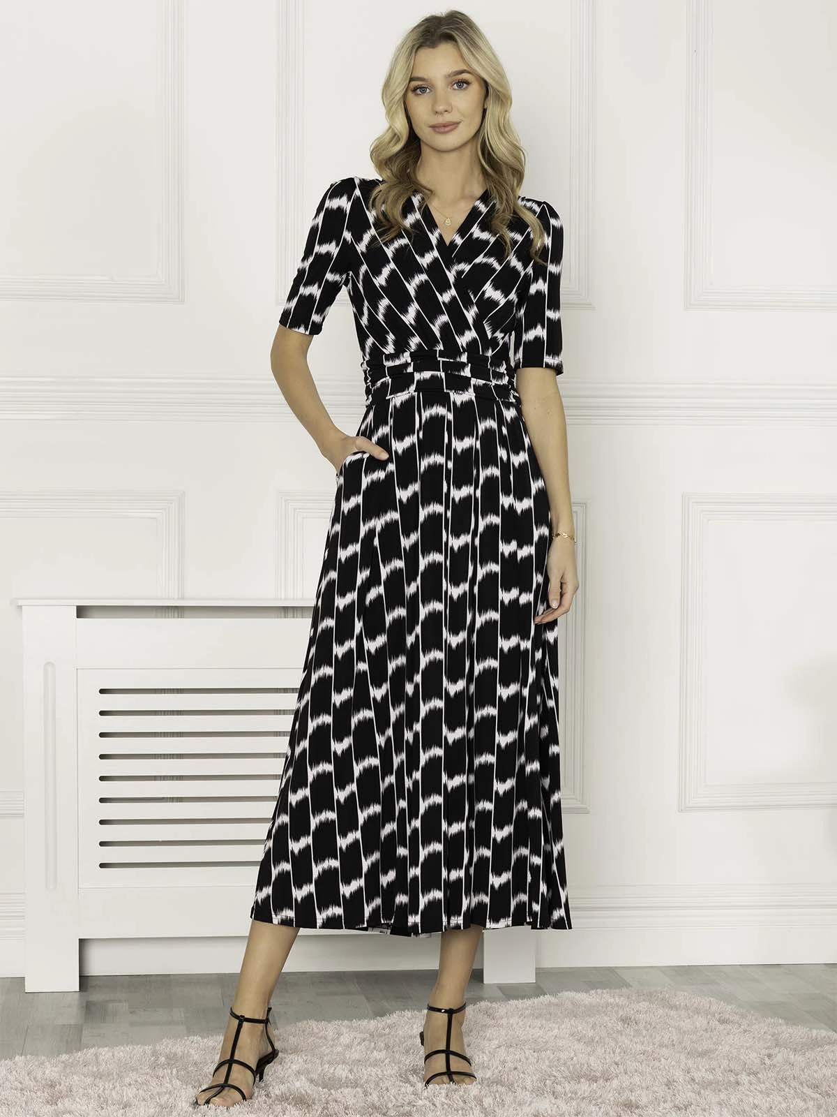 Jolie Moi Akayla Printed Jersey Maxi Dress, Black Geo 3 Jolie Moi Akayla Printed Jersey Maxi Dress, Black Geo - Image 3