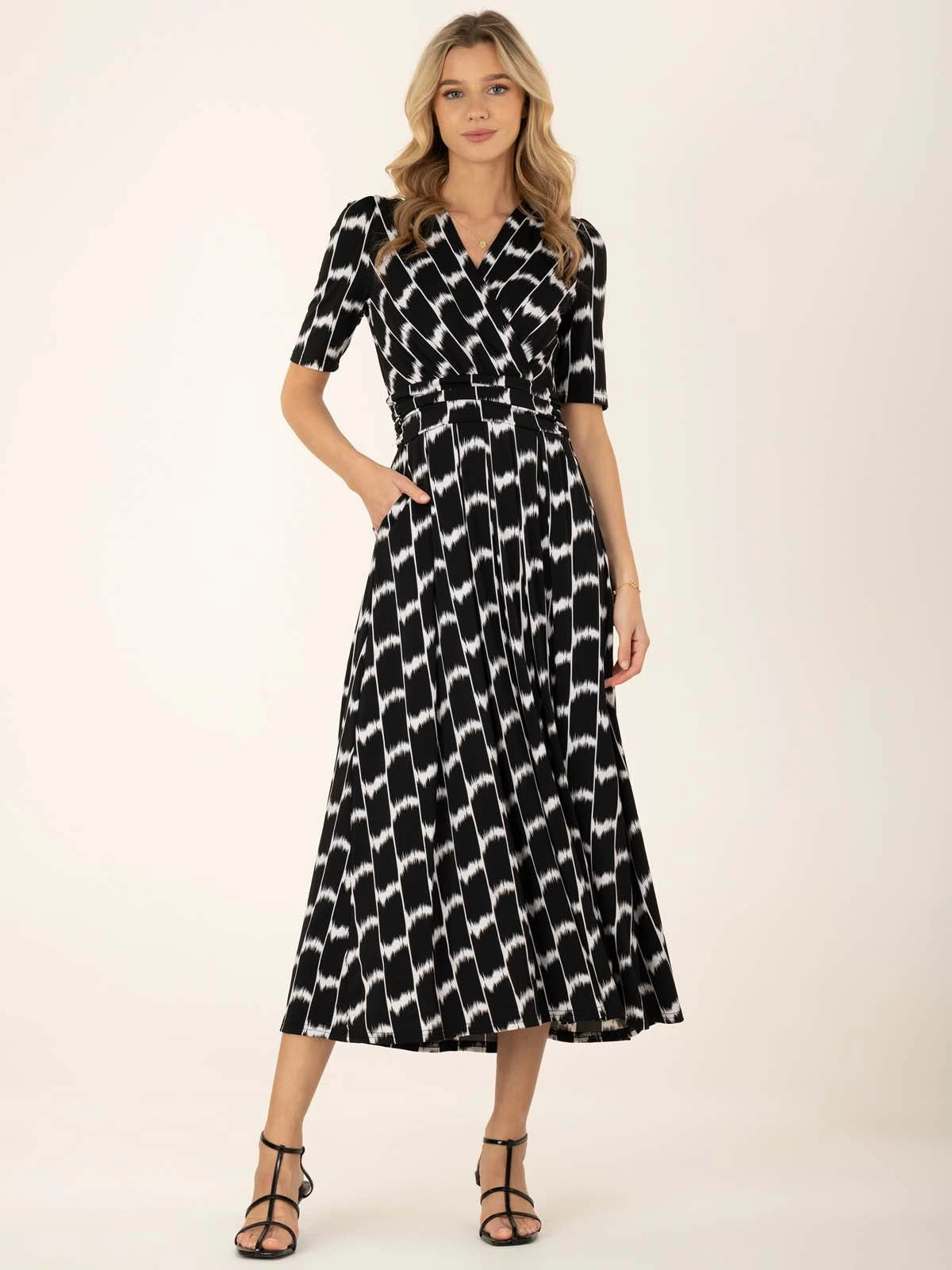 Jolie Moi Akayla Printed Jersey Maxi Dress, Black Geo 6 Jolie Moi Akayla Printed Jersey Maxi Dress, Black Geo - Image 6