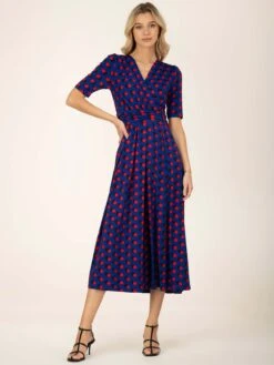 Jolie Moi Akayla Printed Jersey Maxi Dress, Blue Polka -DORIA Clothing Shop AY621133 BluePolka 6