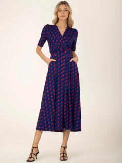 Jolie Moi Akayla Printed Jersey Maxi Dress, Blue Polka -DORIA Clothing Shop AY621133 BluePolka 7