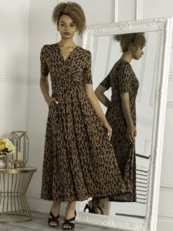 Jolie Moi Akayla Printed Jersey Maxi Dress, Brown Animal -DORIA Clothing Shop AY621133 BrownAnimal 1