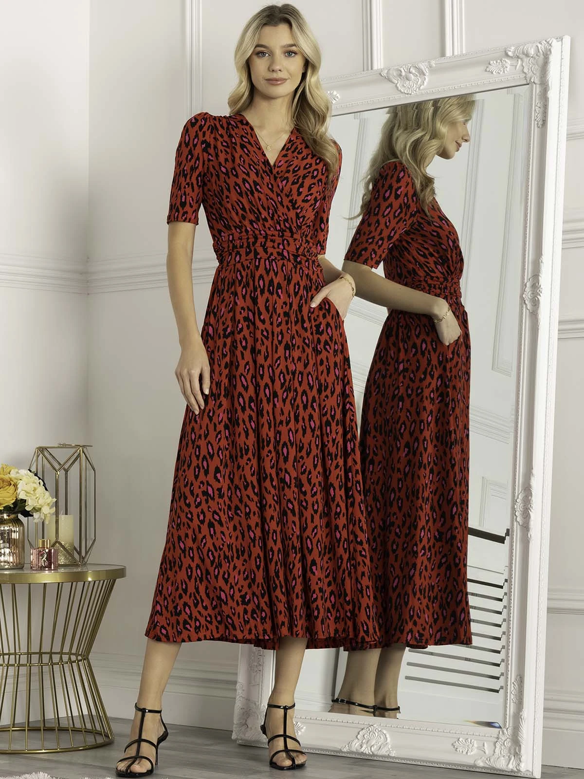 Jolie Moi Akayla Printed Jersey Maxi Dress, Red Animal 3 Jolie Moi Akayla Printed Jersey Maxi Dress, Red Animal - Image 3