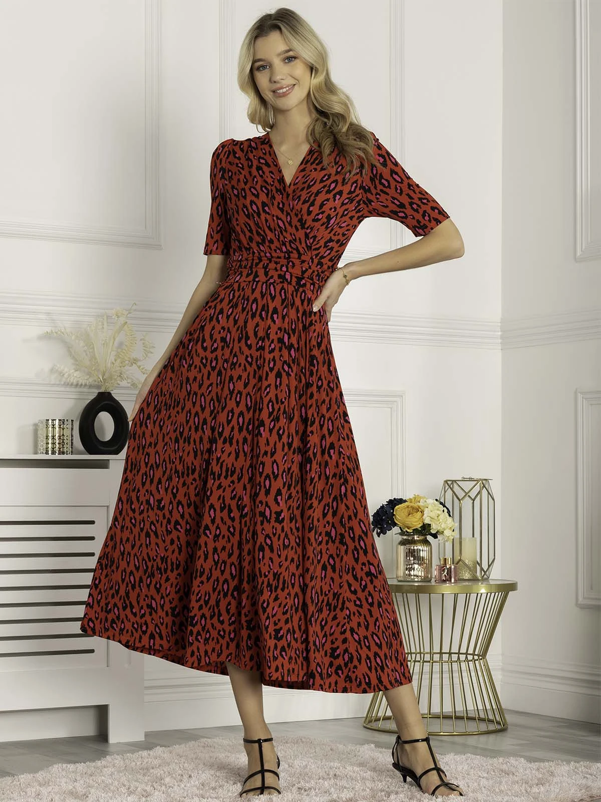 Jolie Moi Akayla Printed Jersey Maxi Dress, Red Animal 1 Jolie Moi Akayla Printed Jersey Maxi Dress, Red Animal