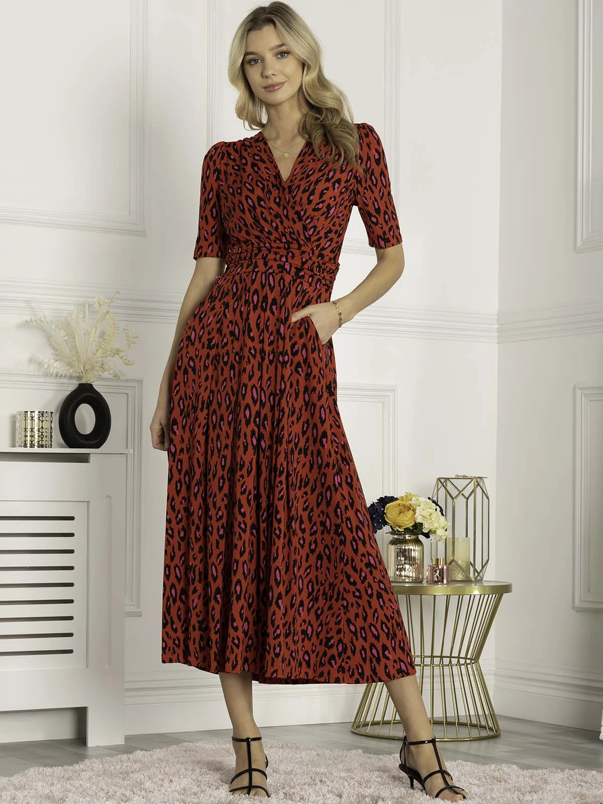 Jolie Moi Akayla Printed Jersey Maxi Dress, Red Animal 4 Jolie Moi Akayla Printed Jersey Maxi Dress, Red Animal - Image 4