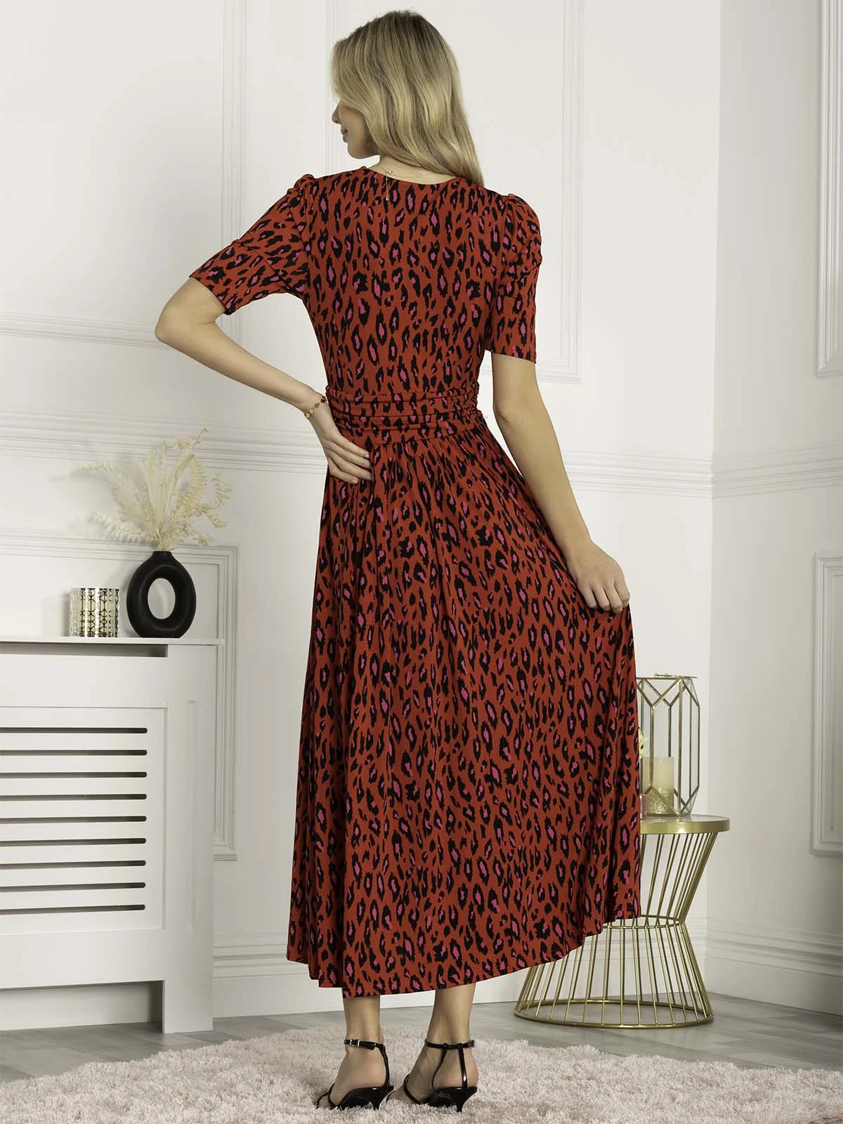Jolie Moi Akayla Printed Jersey Maxi Dress, Red Animal 2 Jolie Moi Akayla Printed Jersey Maxi Dress, Red Animal - Image 2