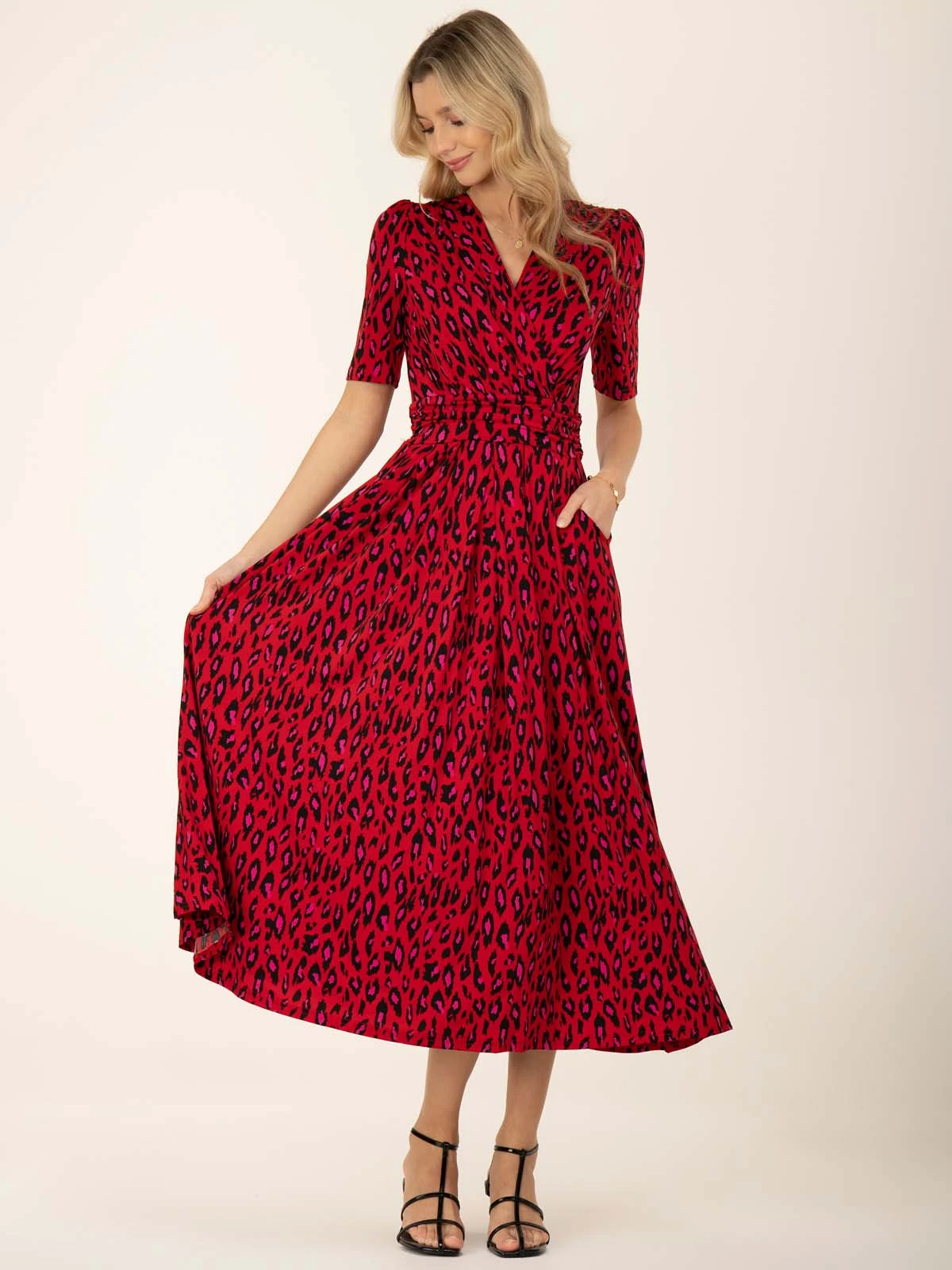 Jolie Moi Akayla Printed Jersey Maxi Dress, Red Animal 9 Jolie Moi Akayla Printed Jersey Maxi Dress, Red Animal - Image 9