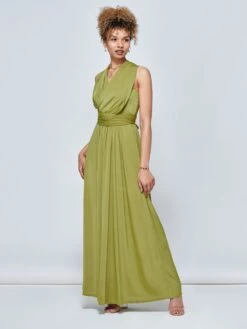 Twist & Tie Multiway Bridesmaid Maxi Dress With Bandeau, Olive Green -DORIA Clothing Shop B 9176A OLIVEGREEN 1 10b48790 b080 4a27 b252 607eddbca853