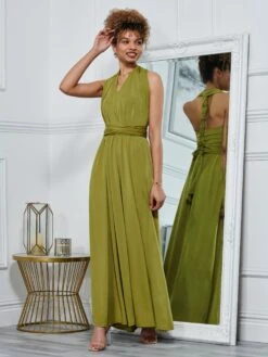 Twist & Tie Multiway Bridesmaid Maxi Dress With Bandeau, Olive Green -DORIA Clothing Shop B 9176A OLIVEGREEN 4 5e863f78 6cac 4e7a a67f 69a8ab1280ae