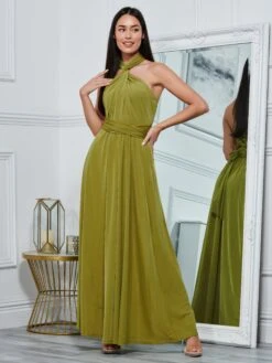 Twist & Tie Multiway Bridesmaid Maxi Dress With Bandeau, Olive Green -DORIA Clothing Shop B 9176A OLIVEGREEN 7 a239eb04 89e6 4d45 991f 81af81231f32