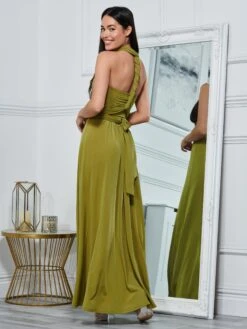 Twist & Tie Multiway Bridesmaid Maxi Dress With Bandeau, Olive Green -DORIA Clothing Shop B 9176A OLIVEGREEN 8