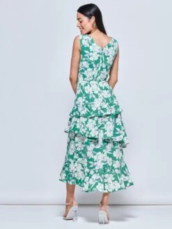 Della Crepe Frill Hem Maxi Dress, Green Floral -DORIA Clothing Shop B1519 93 Greenfloral 2
