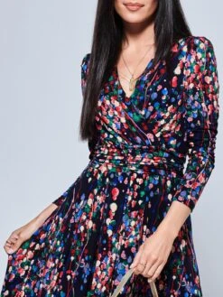 Abstract Print Long Sleeve Maxi Dress, Navy Abstract -DORIA Clothing Shop B5041331 NavyAbstract 3