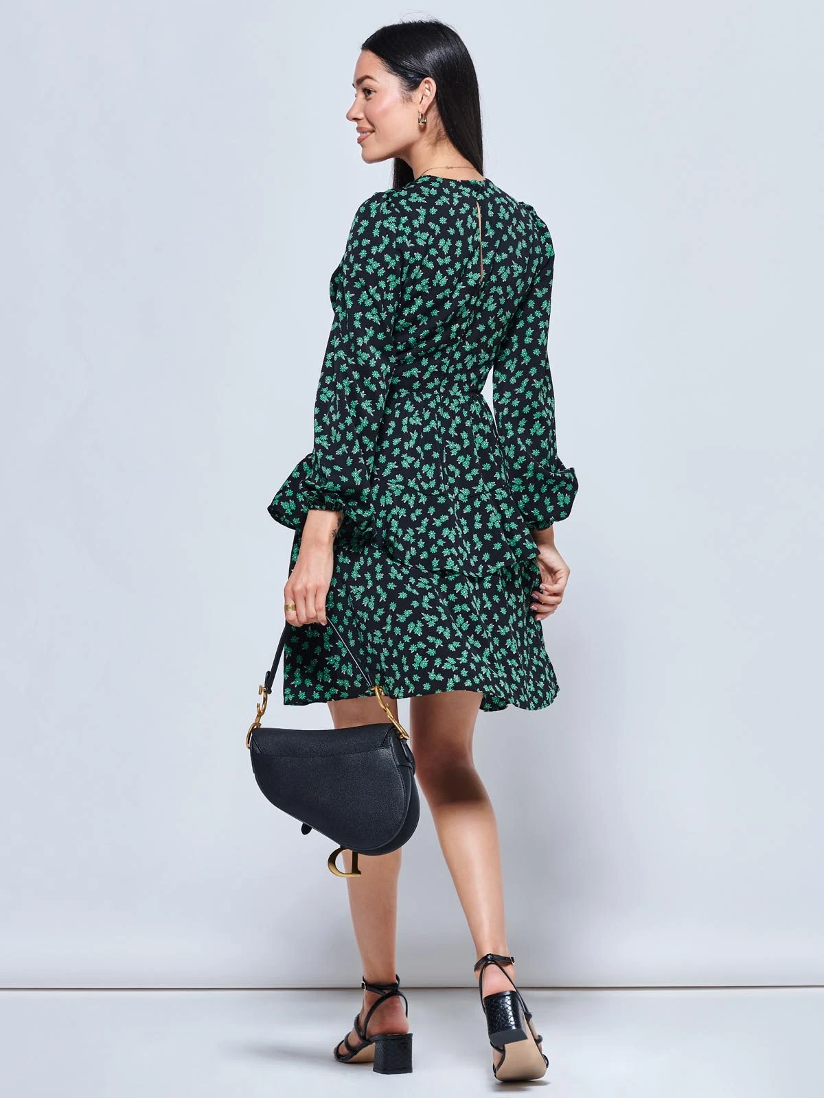 Casey Long Sleeve Tie Front Dress, Navy Floral 2 Casey Long Sleeve Tie Front Dress, Navy Floral - Image 2
