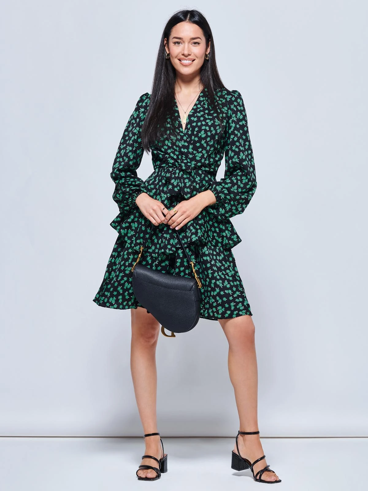 Casey Long Sleeve Tie Front Dress, Navy Floral 4 Casey Long Sleeve Tie Front Dress, Navy Floral - Image 4