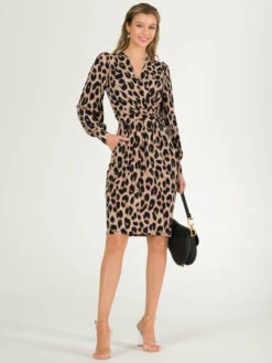 Chantal Jersey Long Sleeve Shift Dress, Pink Animal 14 Chantal Jersey Long Sleeve Shift Dress, Pink Animal -DORIA Clothing Shop BD 362 6 PinkAnimal 2