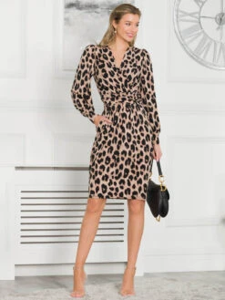 Chantal Jersey Long Sleeve Shift Dress, Pink Animal 13 Chantal Jersey Long Sleeve Shift Dress, Pink Animal -DORIA Clothing Shop BD 362 6 PinkAnimal 6