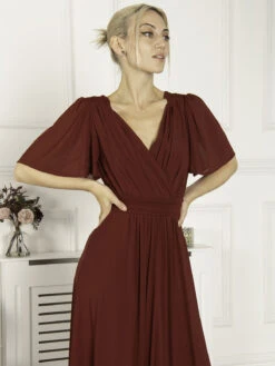 Flute Sleeve Mesh Maxi Dress, Burgundy 8 Flute Sleeve Mesh Maxi Dress, Burgundy -DORIA Clothing Shop BR 1017 Burgundy 5 c99deaba fbfa 4a81 9cc8 c49ff9d07d0c