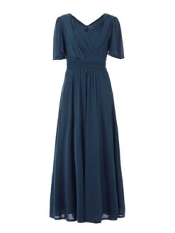 Flute Sleeve Mesh Maxi Dress, Stormy Blue -DORIA Clothing Shop BR 1017 NAVY 24.50 SIZE 6 18 6d048319 fa3d 43ed bb80 8b44cb52cfab