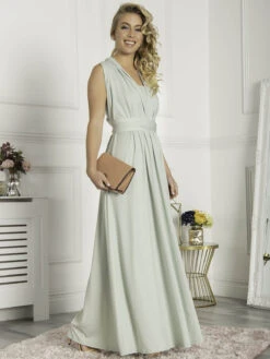 Twist & Tie Multiway Bridesmaid Maxi Dress With Bandeau, Light Green