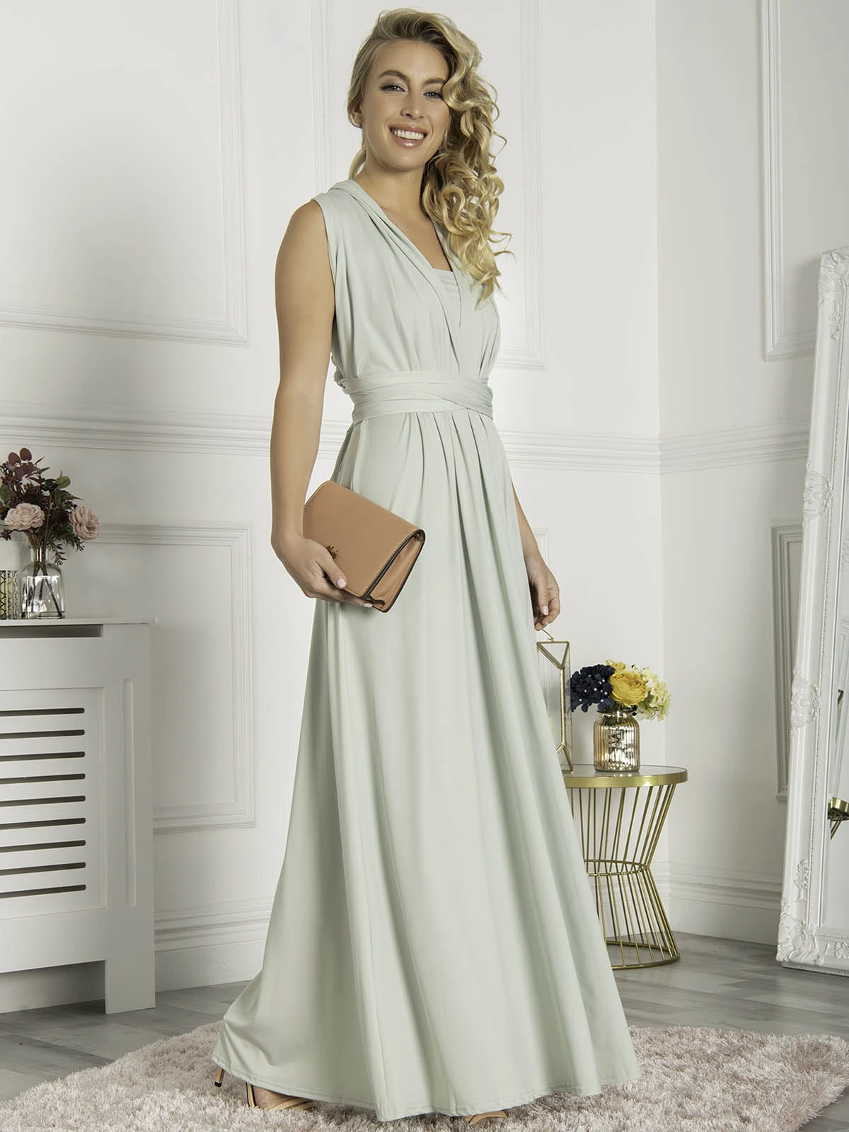 Twist & Tie Multiway Bridesmaid Maxi Dress With Bandeau, Light Green 1 Twist & Tie Multiway Bridesmaid Maxi Dress With Bandeau, Light Green