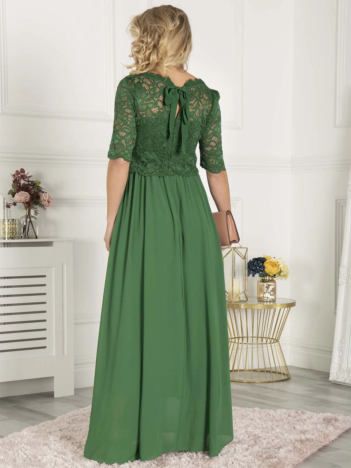 Wendy Lace Overlay Maxi Dress, Green 3 Wendy Lace Overlay Maxi Dress, Green - Image 3