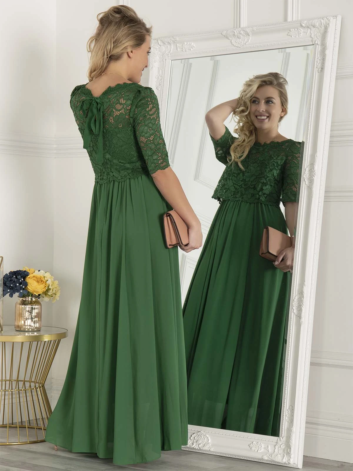 Wendy Lace Overlay Maxi Dress, Green 5 Wendy Lace Overlay Maxi Dress, Green - Image 5