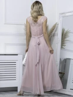 Basia Bridesmaid Lace Bodice Maxi Dress, Light Pink -DORIA Clothing Shop BR809 3A LightPink 2
