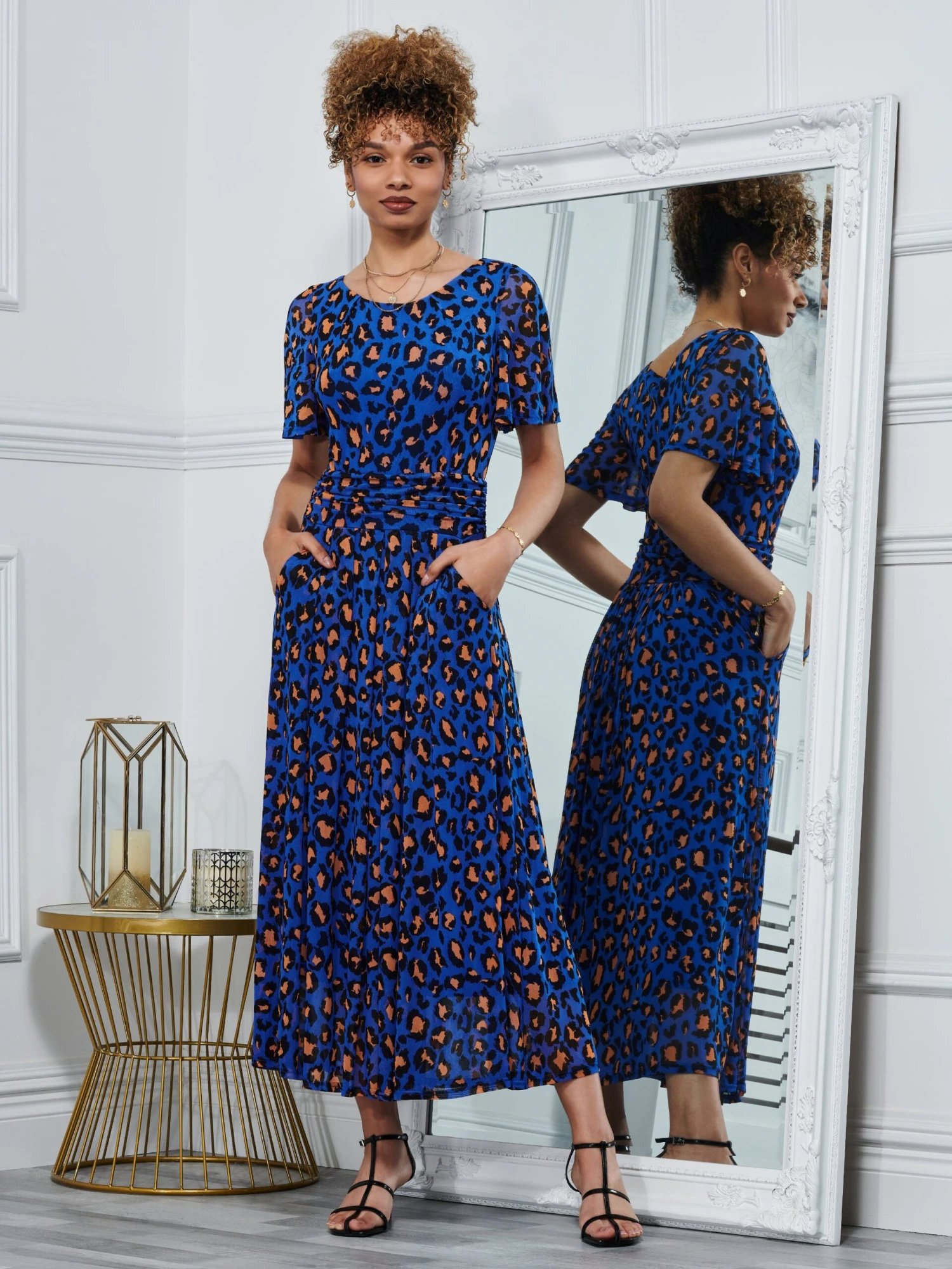 Dorothy 3/4 Sleeve Maxi Dress, Blue Animal 6 Dorothy 3/4 Sleeve Maxi Dress, Blue Animal - Image 6