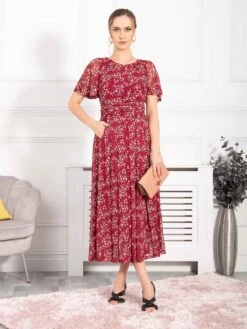 Julita Floral Mesh Midi Dress, Wine Floral 11 Julita Floral Mesh Midi Dress, Wine Floral -DORIA Clothing Shop BY 162 6WineFloral 2