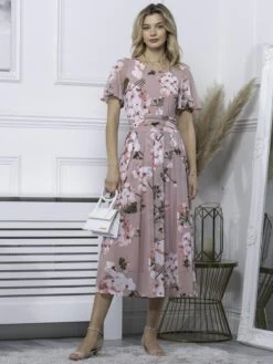 Julita Floral Mesh Midi Dress, Pink Floral -DORIA Clothing Shop BY 162 6 PinkFloral 5