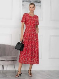 Jolie Moi Julita Mesh Dress, Red Floral 11 Jolie Moi Julita Mesh Dress, Red Floral -DORIA Clothing Shop BY 162 6 RedFloral 1