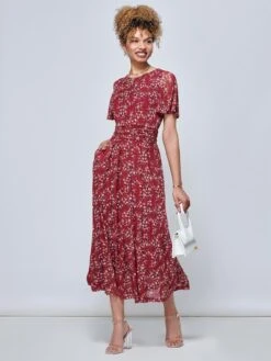 Julita Floral Mesh Midi Dress, Wine Floral 9 Julita Floral Mesh Midi Dress, Wine Floral -DORIA Clothing Shop BY 162 6 WineFloral 1