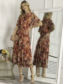 Tina Turtle Neck Mesh Dress, Orange Multi -DORIA Clothing Shop BY 2389 OrangeMulti 1